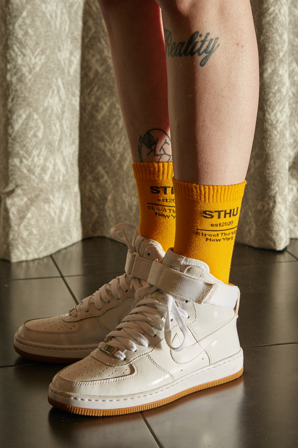 Yellow &#039;STHU&#039; Logo Socks