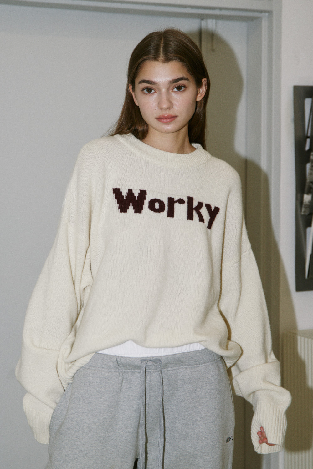 Ivory Worky Wool Blended Sweater