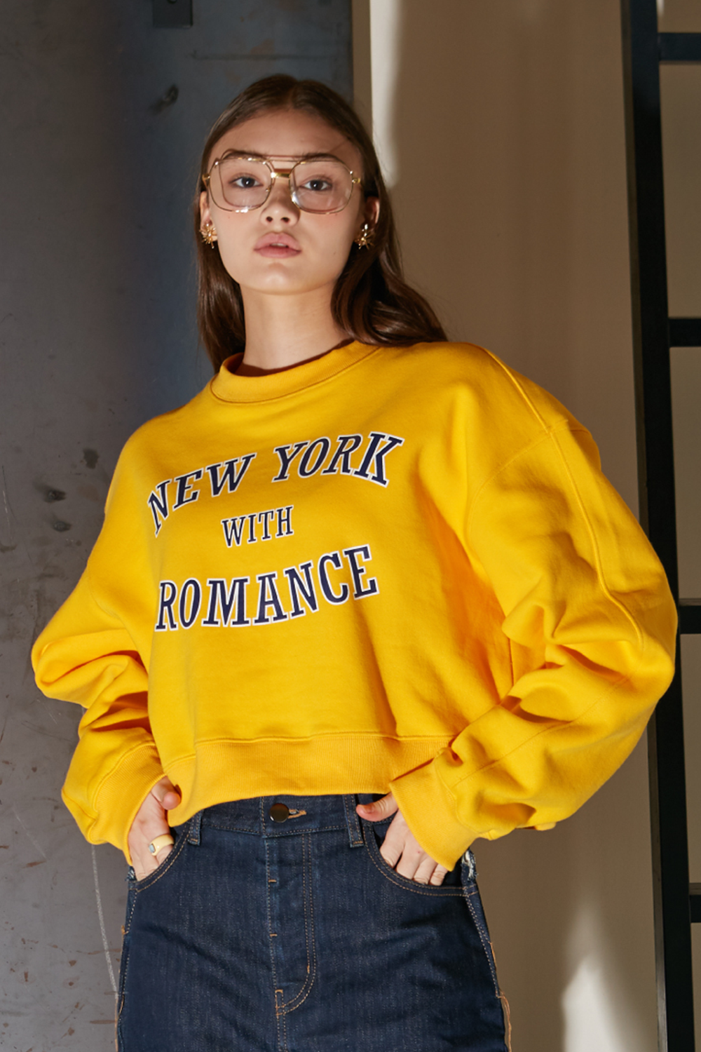 Yellow Romance Crop Sweatshirt